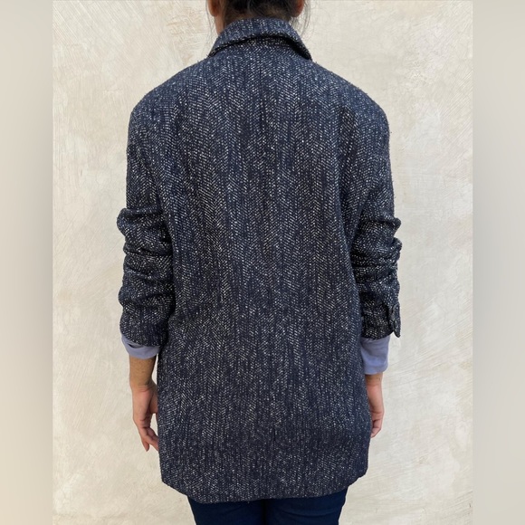 Forever21 Blue White Woven Overcoat - Picture 3 of 4